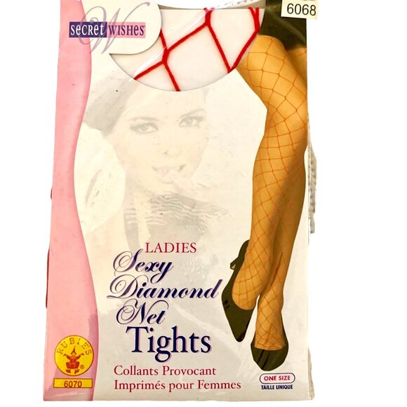 Sexy Diamond Net Fishnet Stockings Red Wide Knit Cosplay Pantyhose Costume - Picture 1 of 6